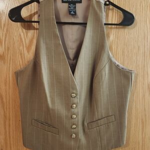 Brown Pinstripe Vest with Buttons